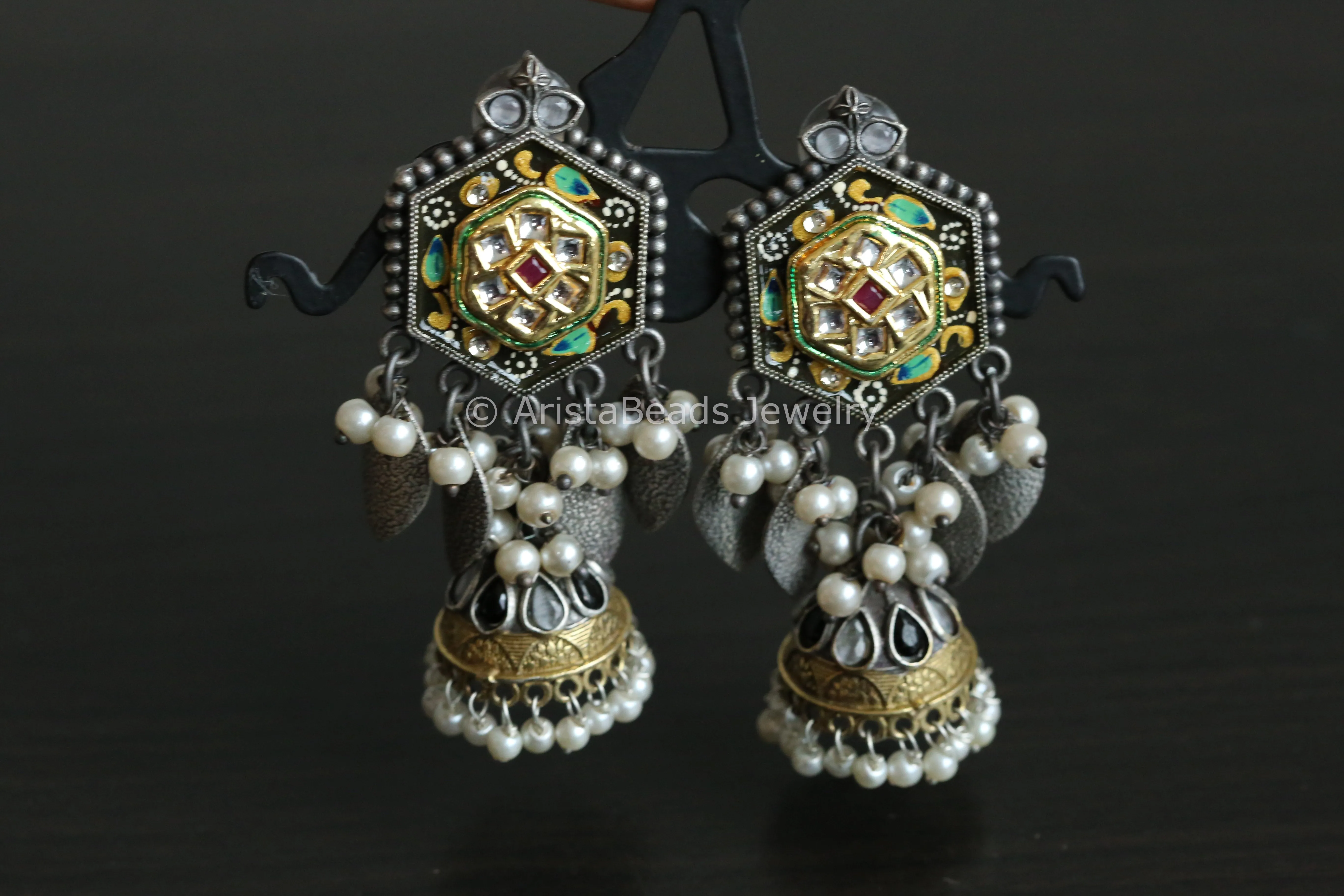 Enamel Jhumka -Black