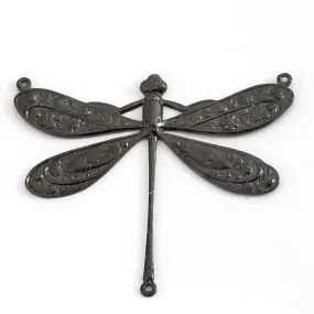 Extra Large Black Dragonfly Pendant Connector Charm, 3 Loop, Lot Size 2, #13BL