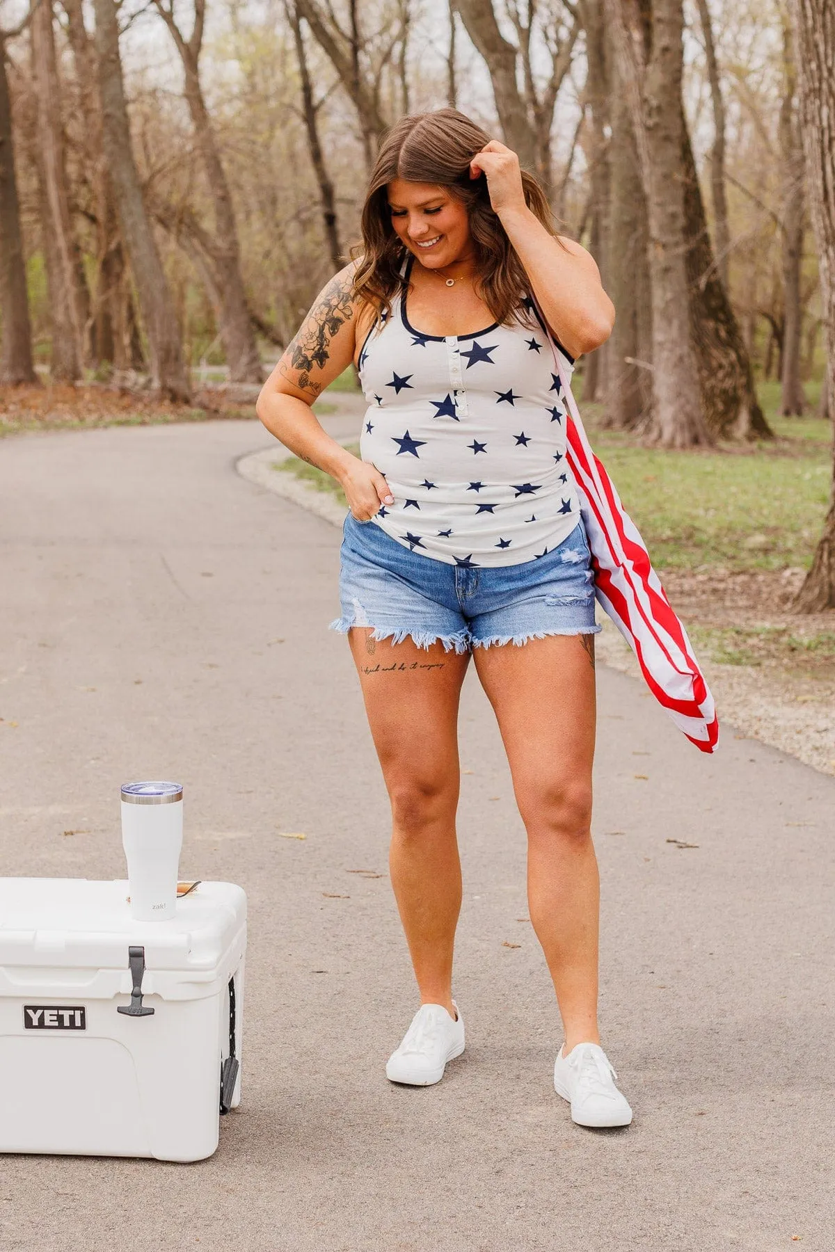 Fight For Peace Button Tank- Navy