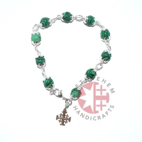 Finger Rosary, Emerald Green Beads 6mm