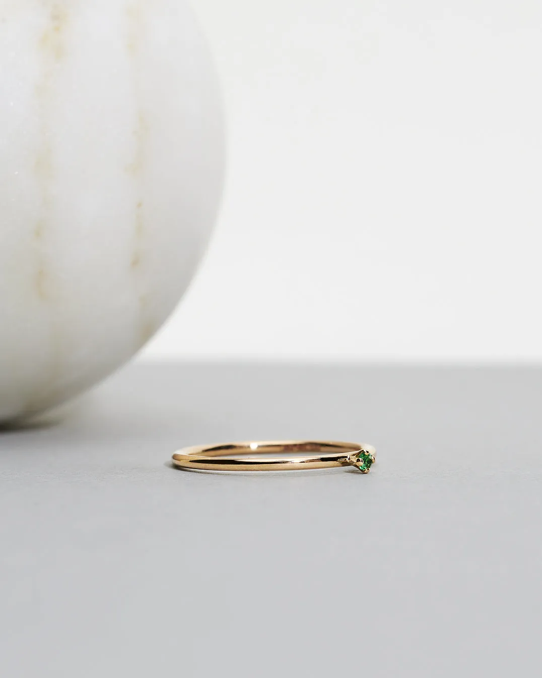 Finished: Tiny Diamond Ring with a Green Emerald