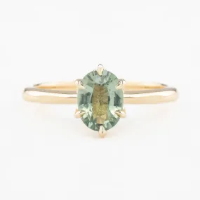 Floryn Ring 1.11ct Green Unheated Oval Sapphire, 14K Yellow Gold (One of a kind)