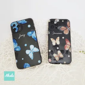 【Fluturi】Protective Black Translucent Phone Case 蝴蝶全包邊黑色透明名字軟殼