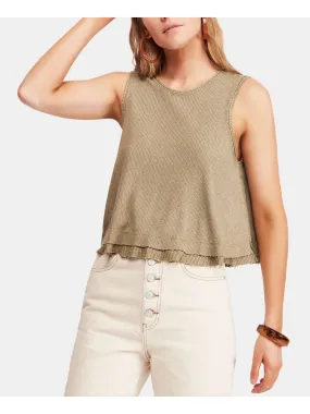 Free People Women's Sleeveless Jewel Neck Top Green Size Medium