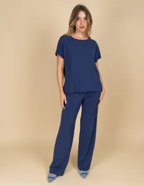 Gaia Life - Blusa in maglina di jersey blu copiativo