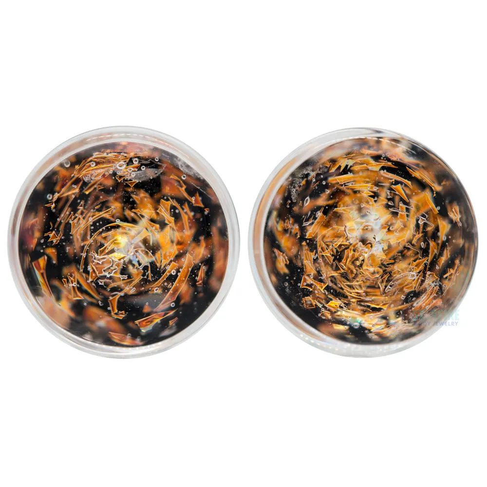 Galaxy Glass Plugs - Copper on Black