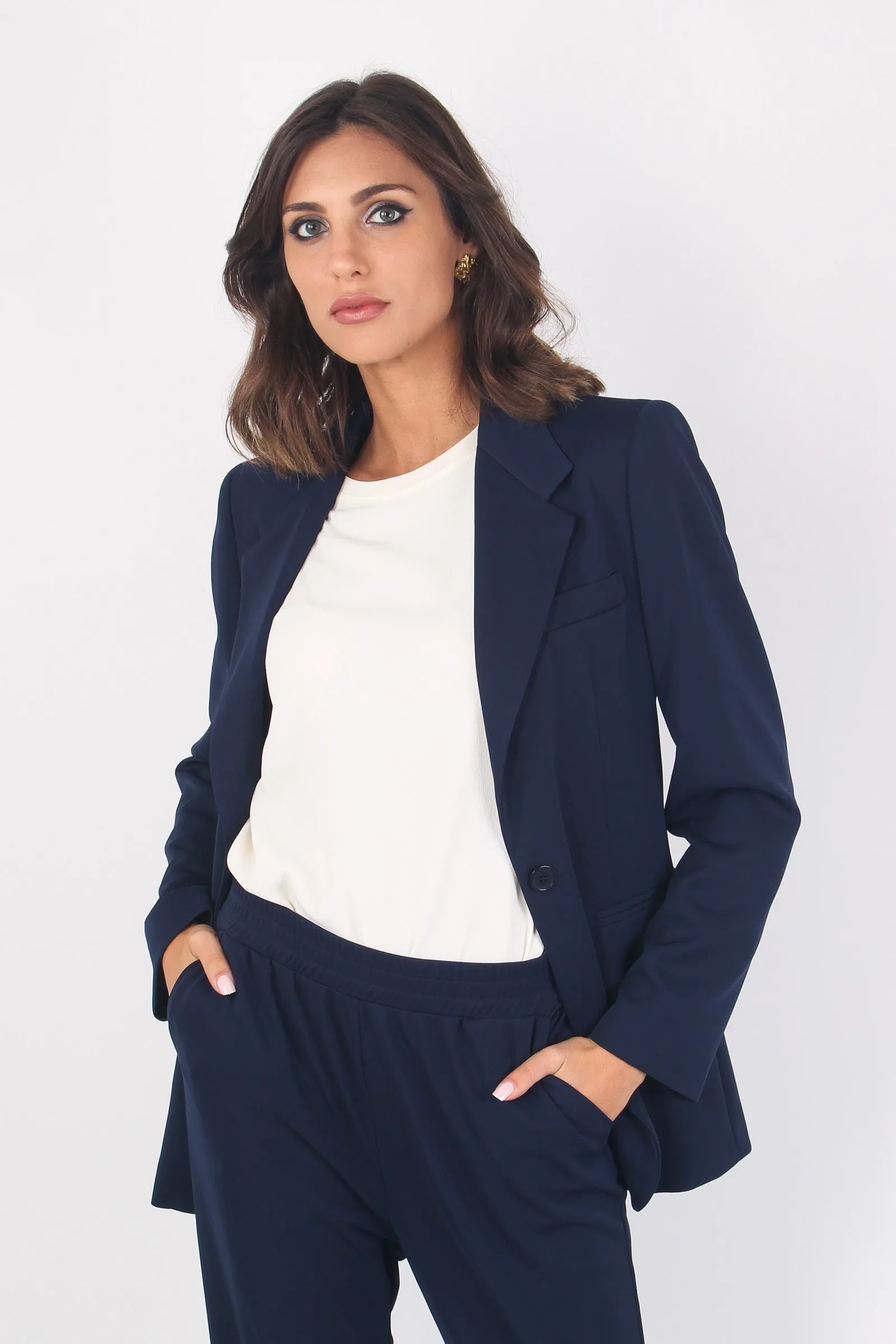 Giacca Jersey Viscosa Blu