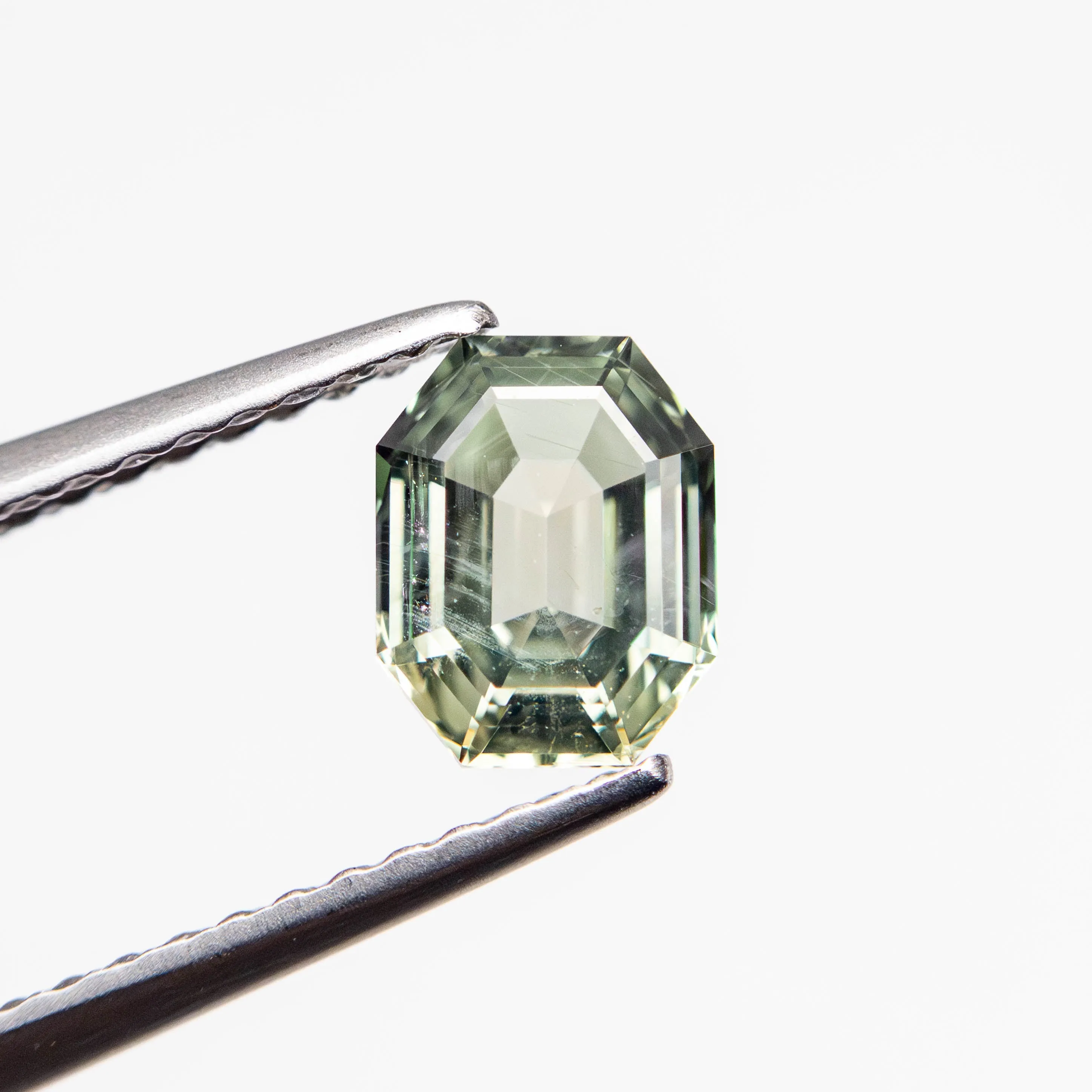 Green Step Cut Sapphire - 1.00ct Cut Corner Rectangle