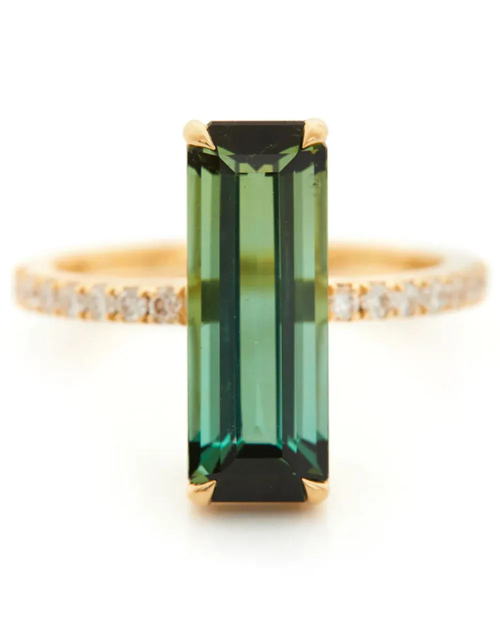 Green Tourmaline and Diamond Bar Ring