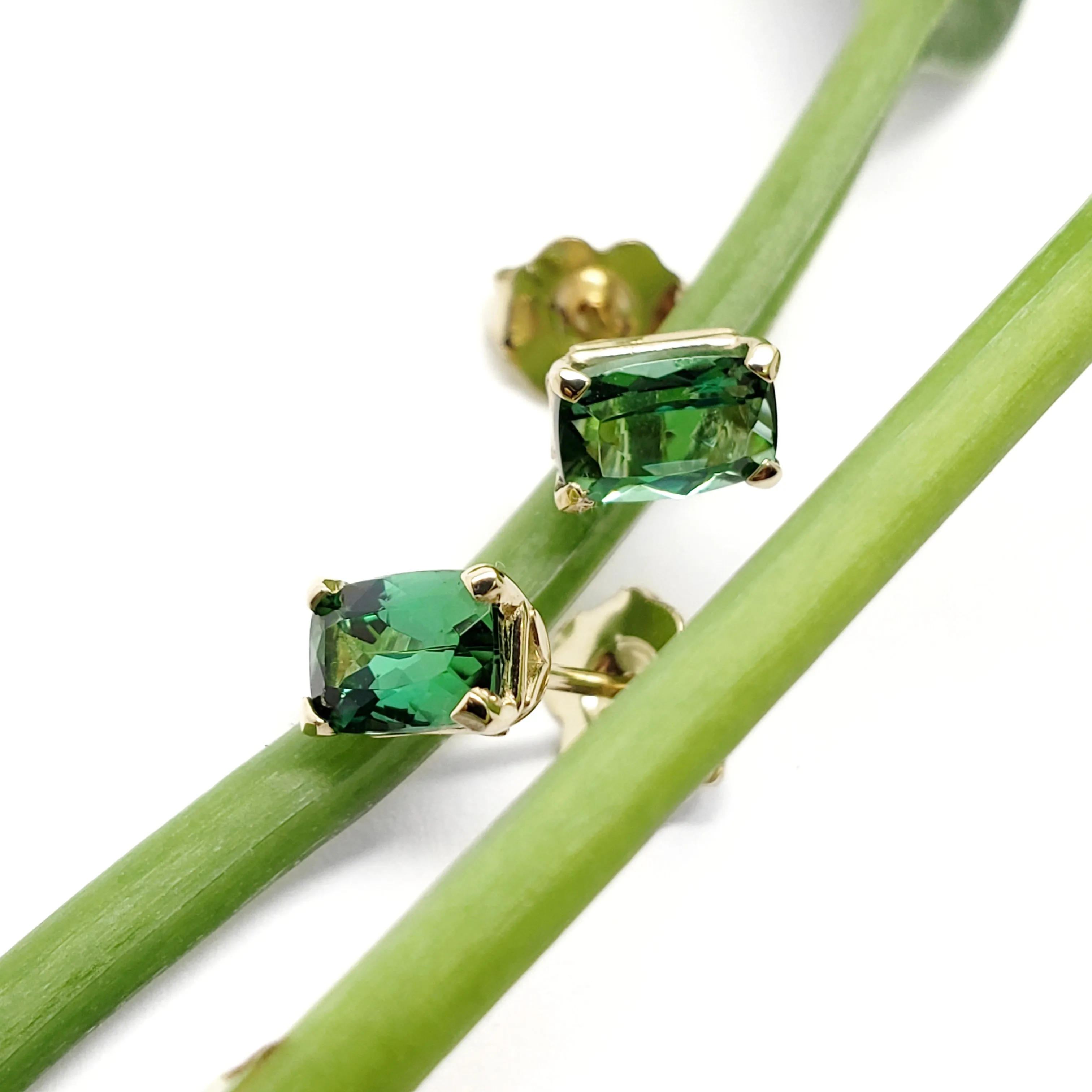 Green Tourmaline Studs