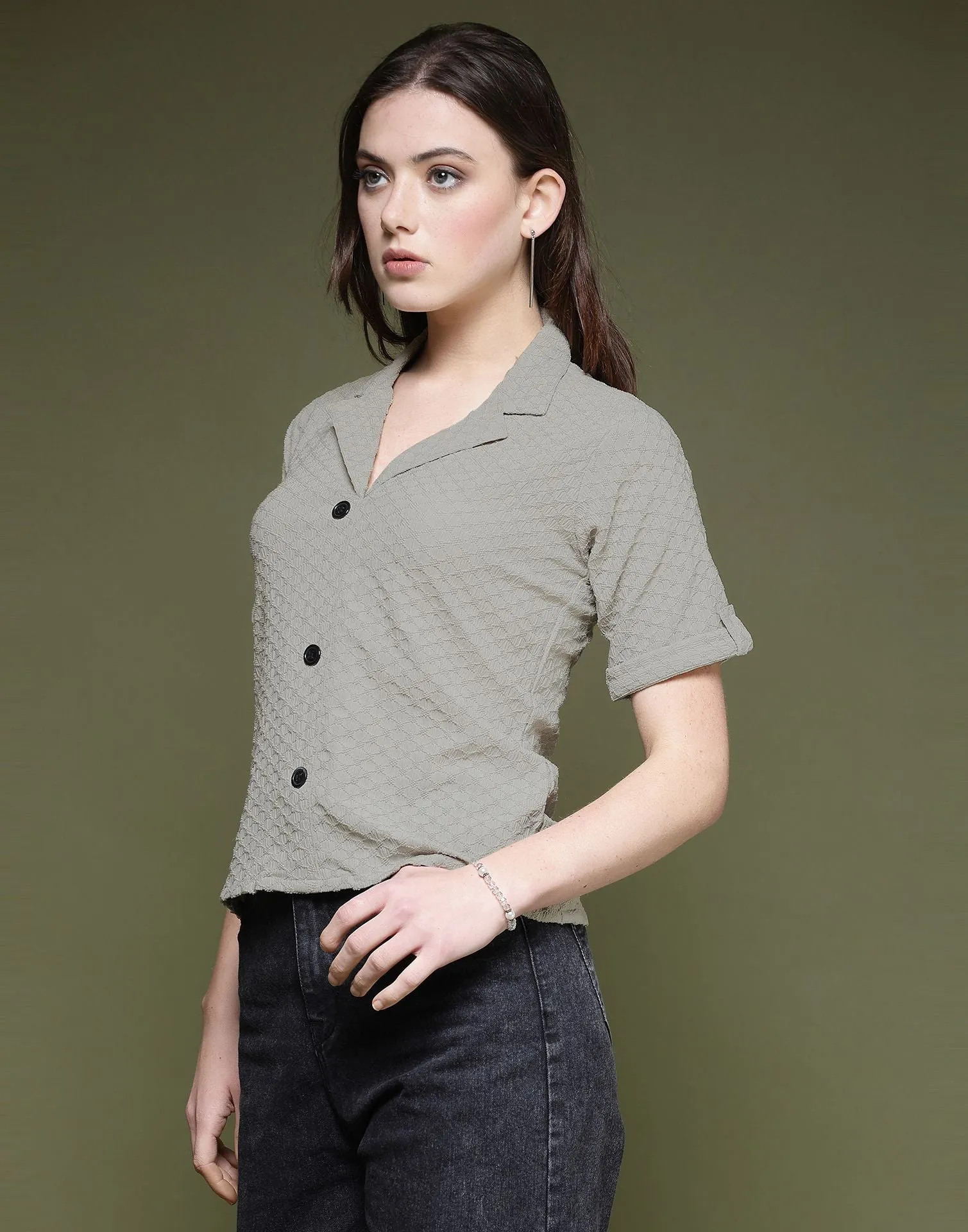 Grey Plain Lycra Shirt