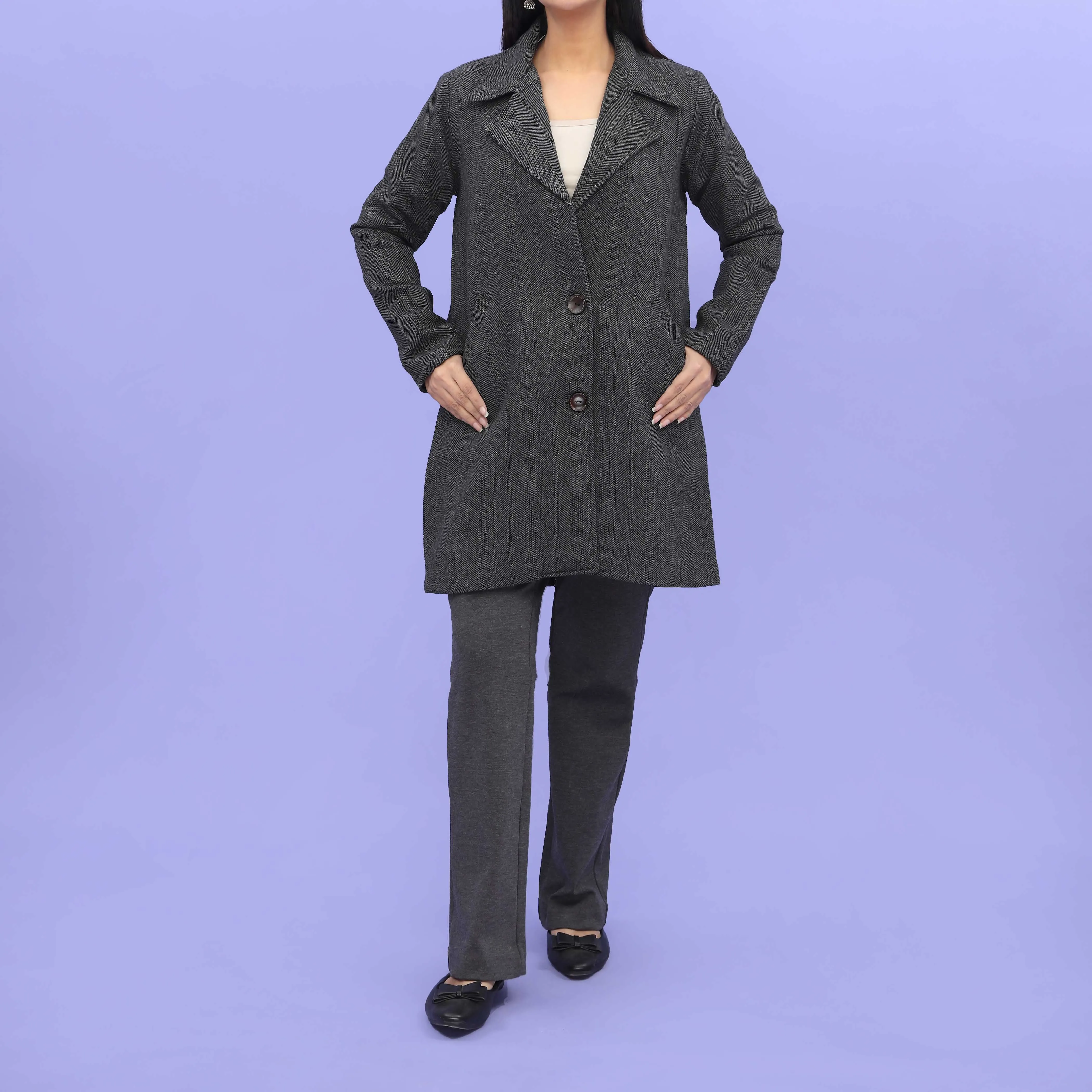 Grey Wool Long Coat PW4329