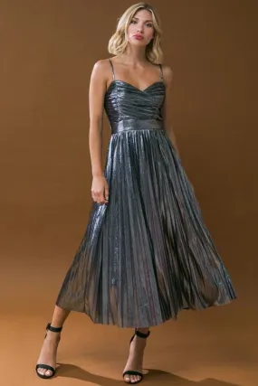 Gunmetal Pleat Midi