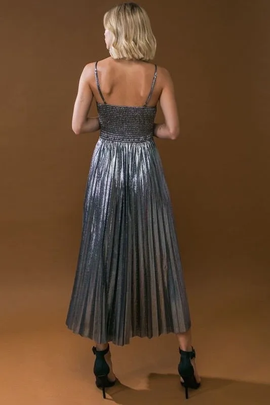 Gunmetal Pleat Midi