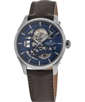 Hamilton Jazzmaster Skeleton Auto Blue Dial Brown Leather Strap Men's Watch H42535541