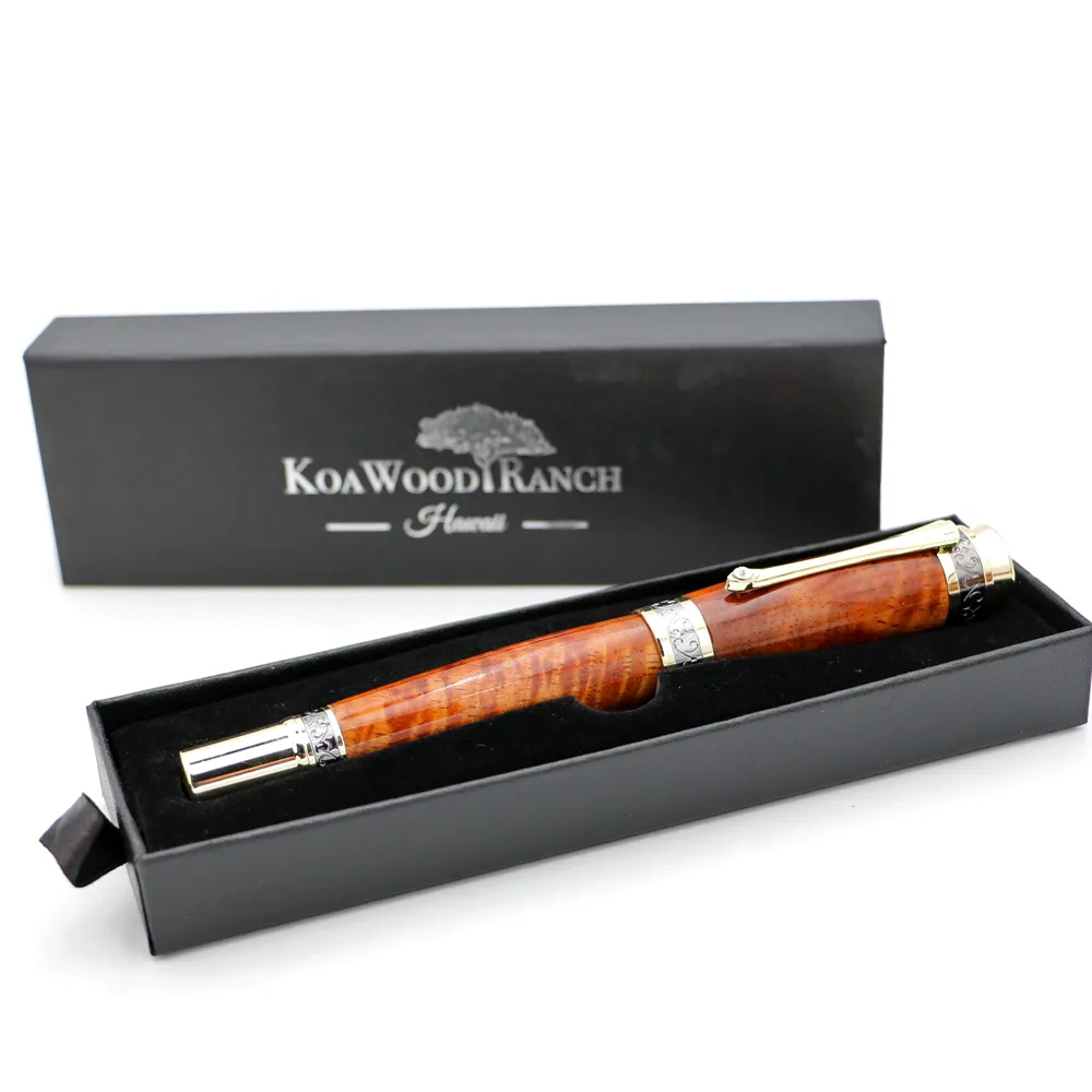 Hawaiian Koa Majestic Pen - Gold with Black Titanium