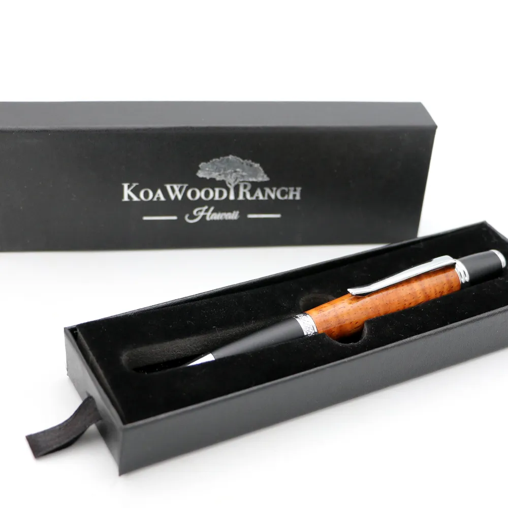 Hawaiian Koa Wood Gatsby Pen - Gold/Black