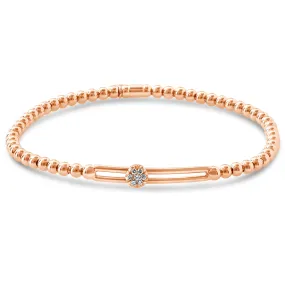 Hulchi Belluni Fidget Bracelet with Single Pave Diamond Moveable Station Rose Gold Stretch Stackable