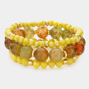 iLLASPARKZ 3PCS - Natural Stone Faceted Beaded Stretch Bracelets