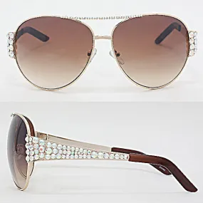 iLLASPARKZ Side Crystal Rhinestone Aviator Sunglasses