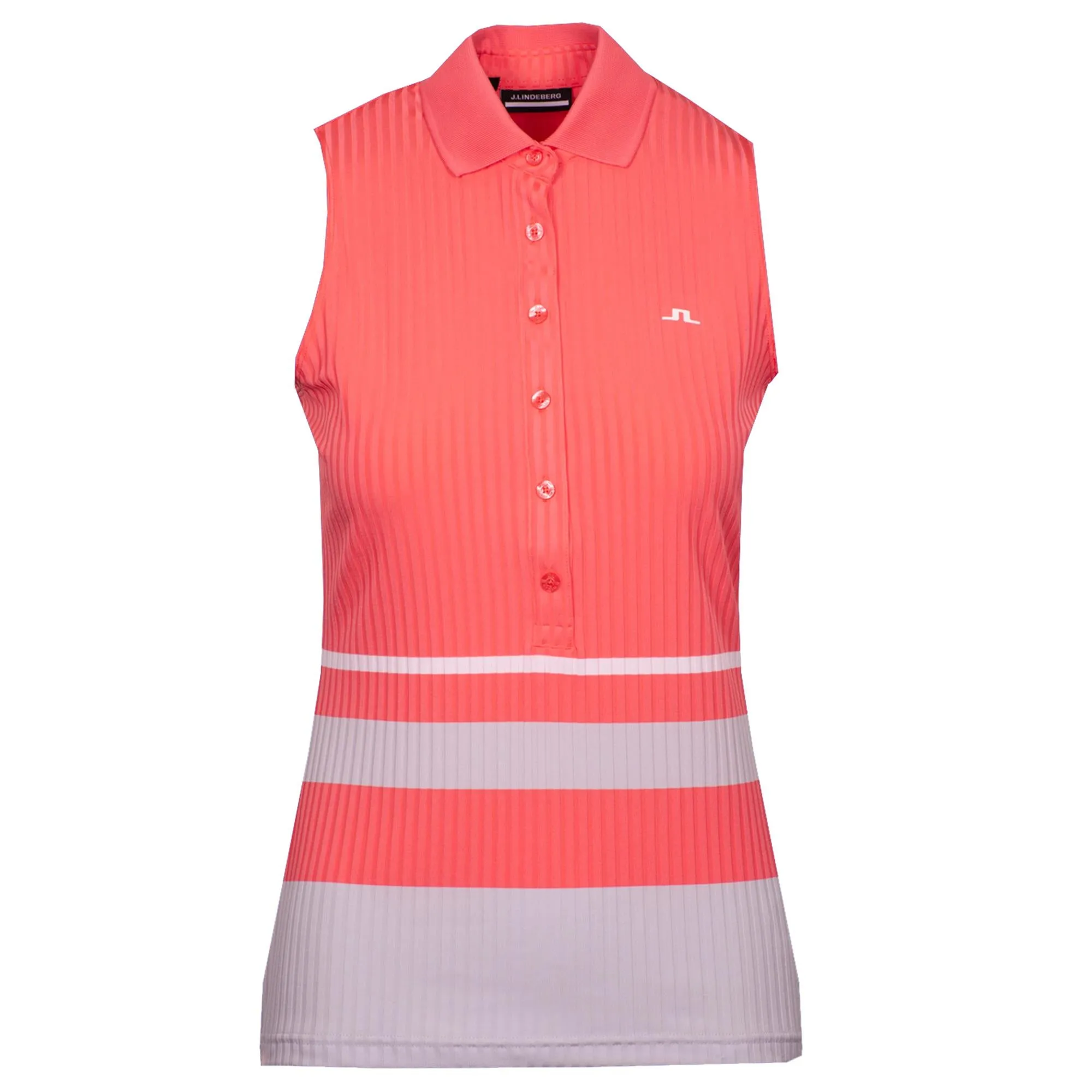 J Lindeberg Tess Ladies Sleeveless Golf Polo Shirt Tropical Coral