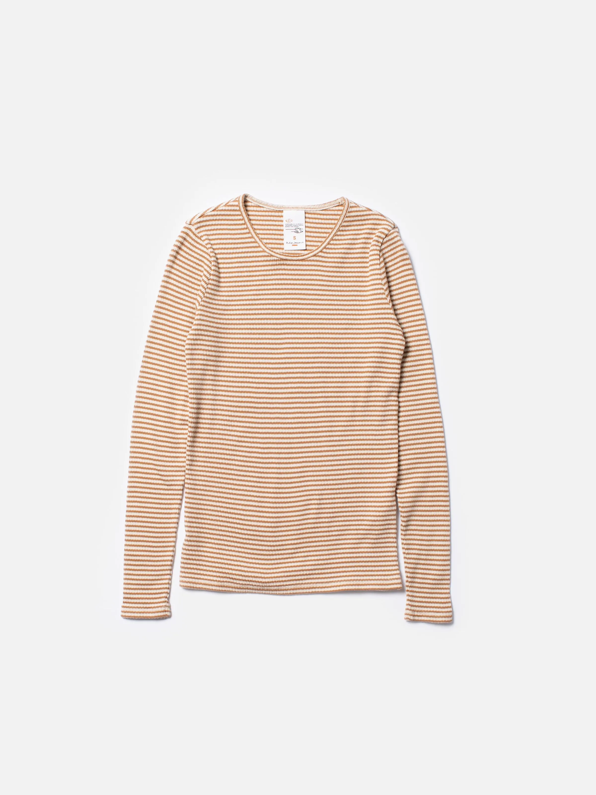 Jessy Striped Rib LS T-Shirt Brown/Offwhite Multi