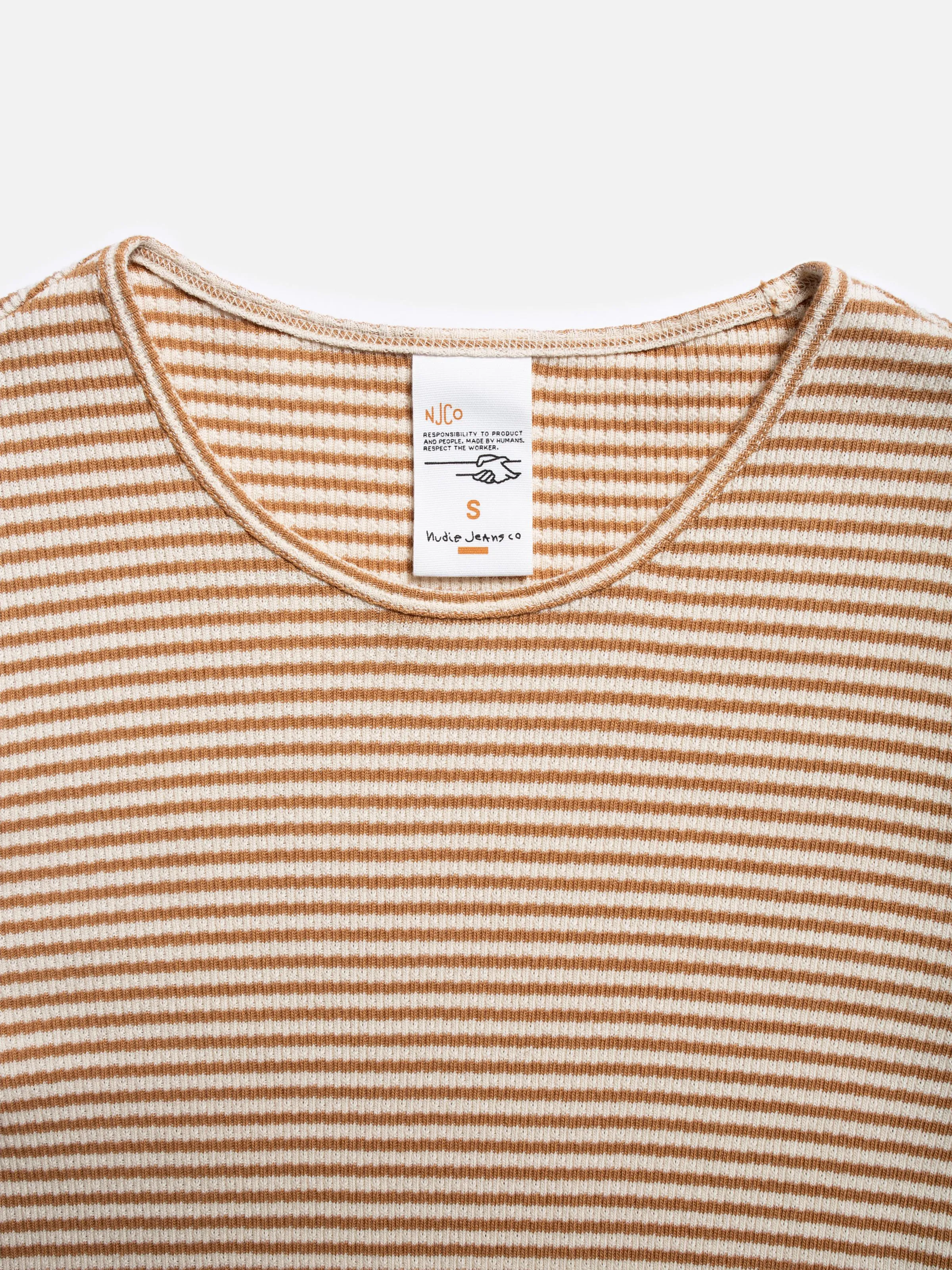 Jessy Striped Rib LS T-Shirt Brown/Offwhite Multi