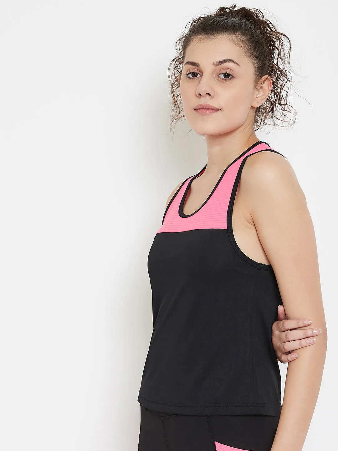 JUMP USA Women Black & Pink Training Tank Top