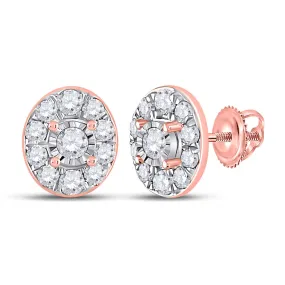 Keene Jewelers 10kt Rose Gold Womens Round Diamond Oval Earrings 1/3 Cttw