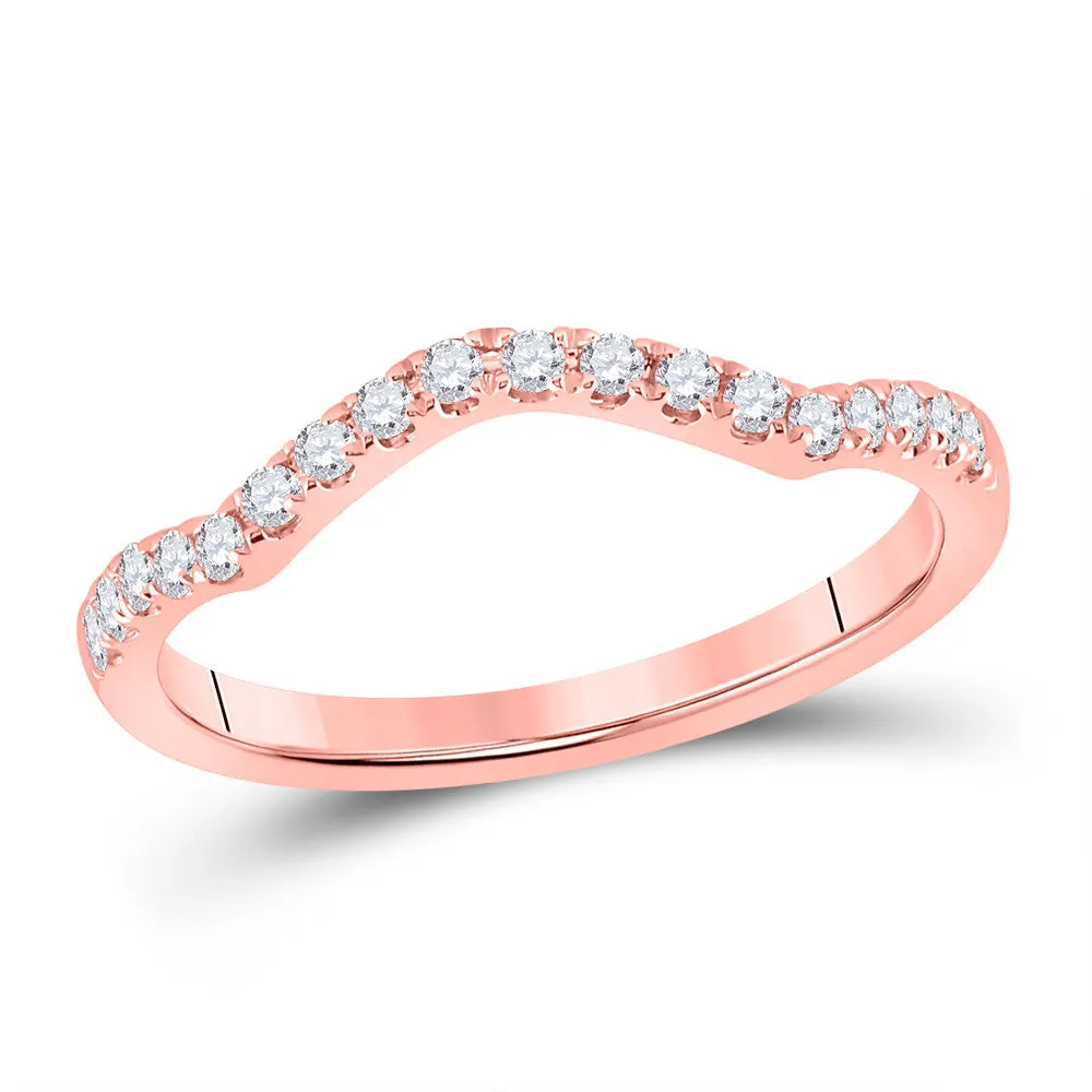 Keene Jewelers 10kt Rose Gold Womens Round Diamond Wedding Curved Enhancer Band 1/5 Cttw