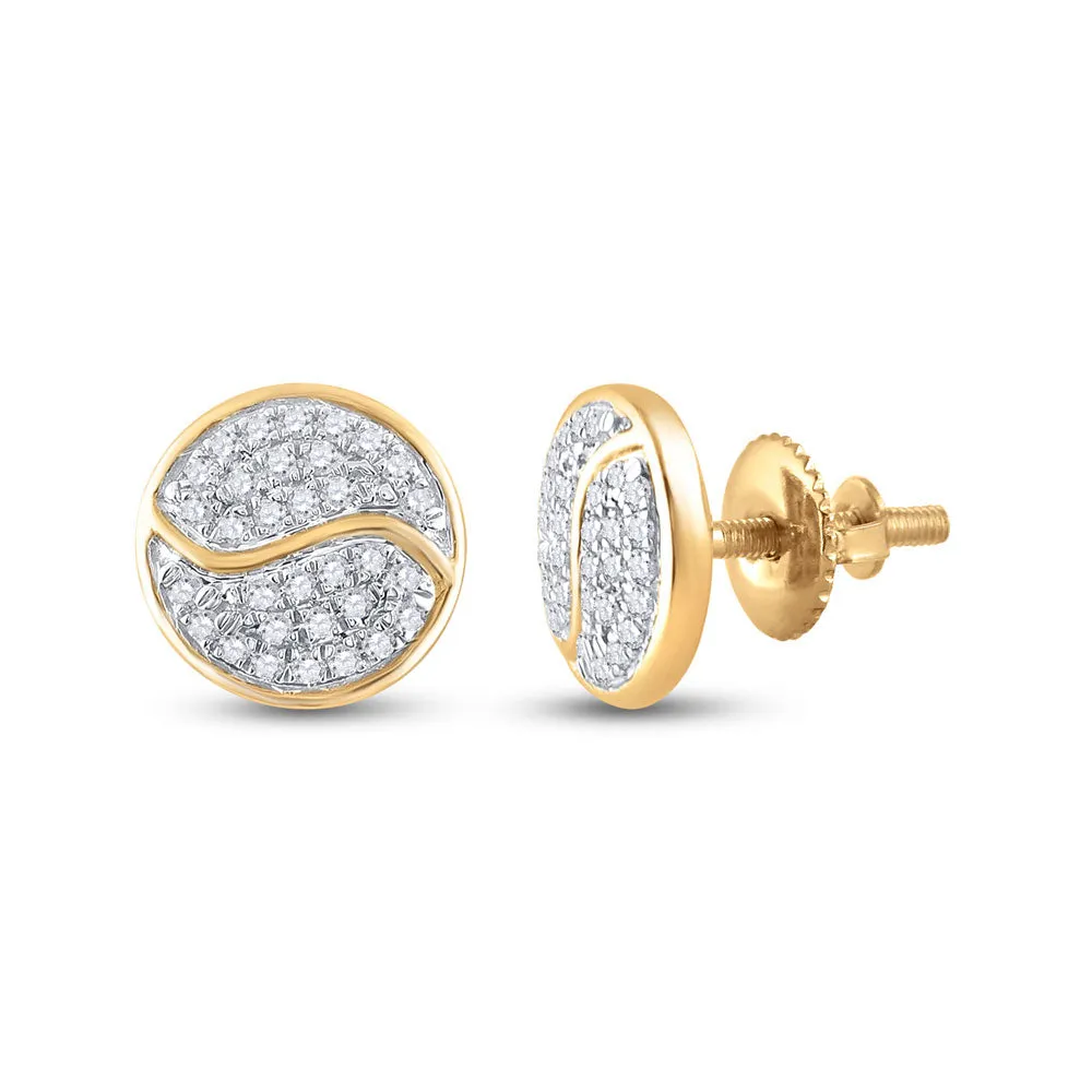 Keene Jewelers 10kt Yellow Gold Womens Round Diamond Circle Earrings 1/4 Cttw