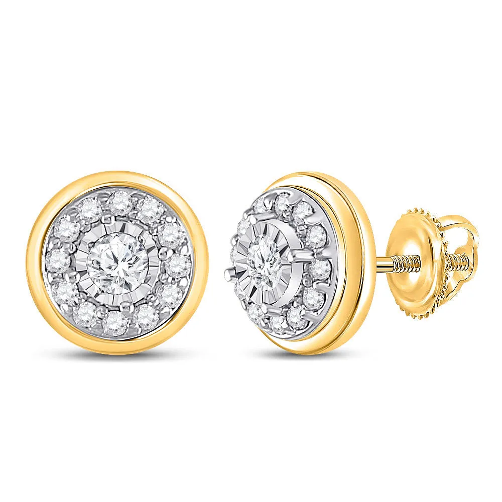 Keene Jewelers 10kt Yellow Gold Womens Round Diamond Halo Stud Earrings 1/4 Cttw