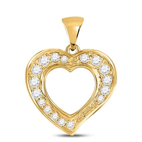 Keene Jewelers 10kt Yellow Gold Womens Round Diamond Heart Pendant 1/10 Cttw