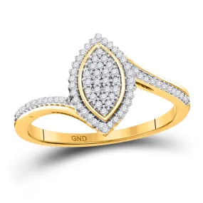 Keene Jewelers 10kt Yellow Gold Womens Round Diamond Marquise-shape Cluster Ring 1/5 Cttw