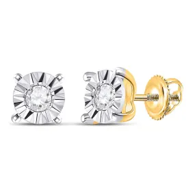 Keene Jewelers 10kt Yellow Gold Womens Round Diamond Miracle Stud Earrings 1/6 Cttw