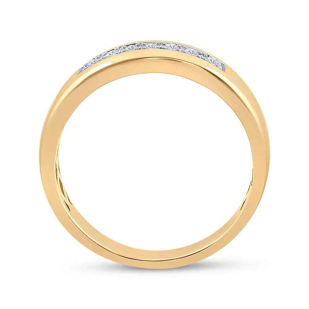 Keene Jewelers 10kt Yellow Gold Womens Round Diamond Single Row Wedding Band 1/10 Cttw