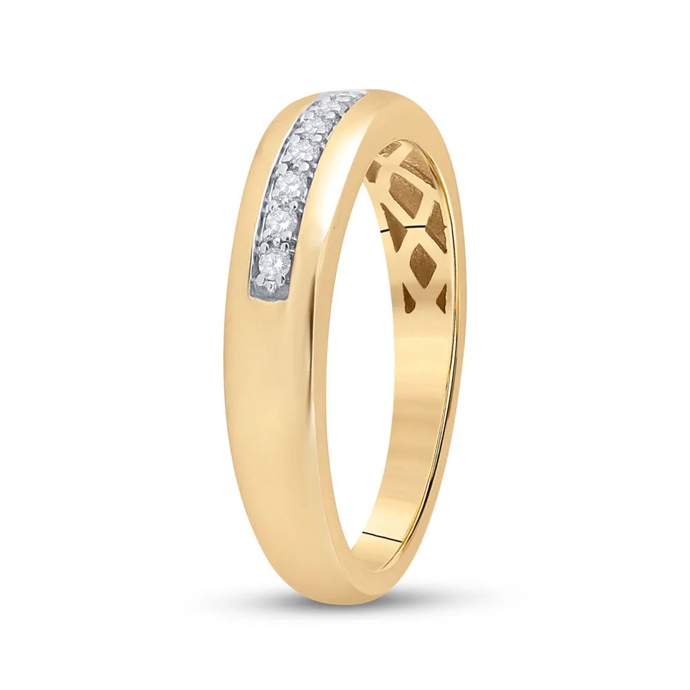 Keene Jewelers 10kt Yellow Gold Womens Round Diamond Single Row Wedding Band 1/10 Cttw