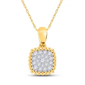 Keene Jewelers 10kt Yellow Gold Womens Round Diamond Square Pendant 1/6 Cttw