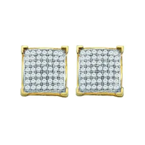 Keene Jewelers 10kt Yellow Gold Womens Round Diamond Square Stud Earrings 1/2 Cttw