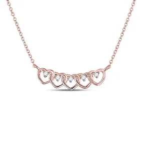 Keene Jewelers 14kt Rose Gold Womens Round Diamond Heart Necklace 1/20 Cttw