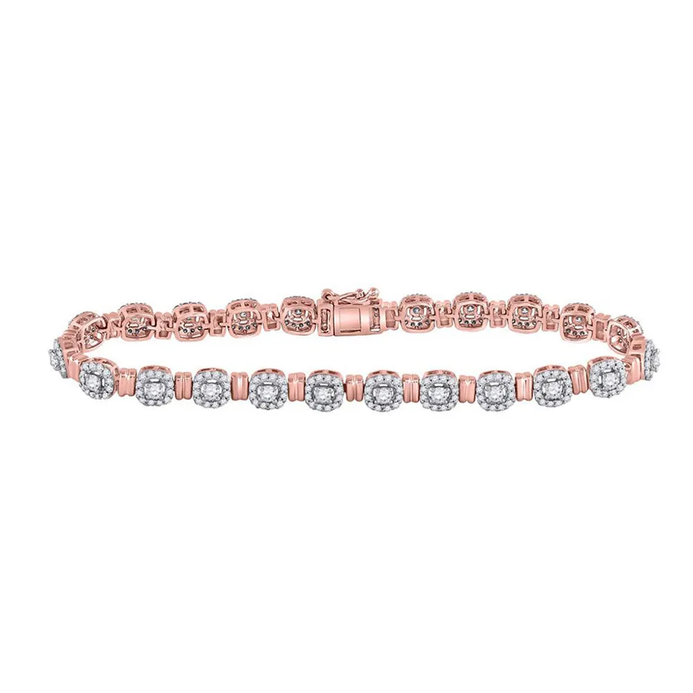 Keene Jewelers 14kt Rose Gold Womens Round Diamond Link Bracelet 2-1/5 Cttw