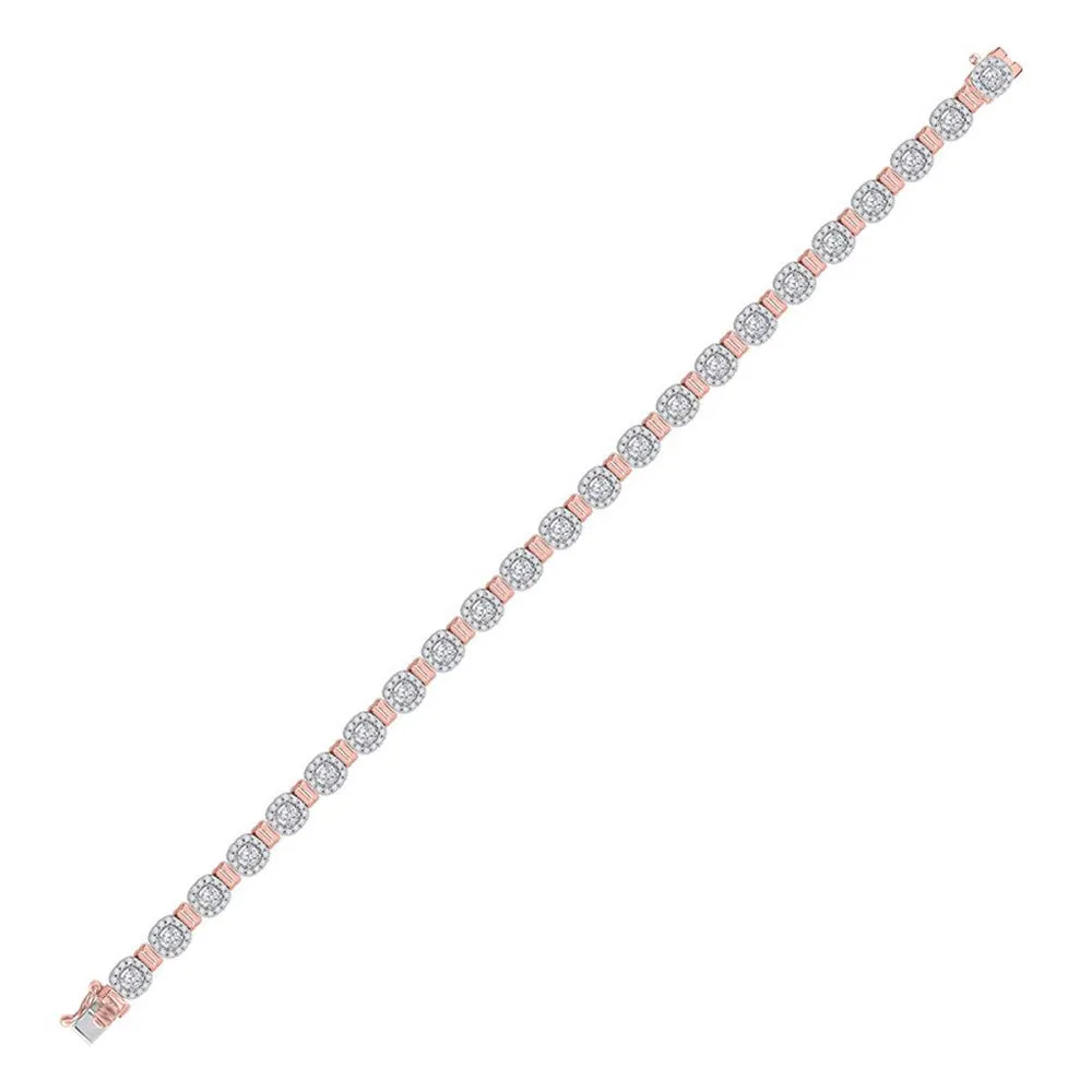 Keene Jewelers 14kt Rose Gold Womens Round Diamond Link Bracelet 2-1/5 Cttw