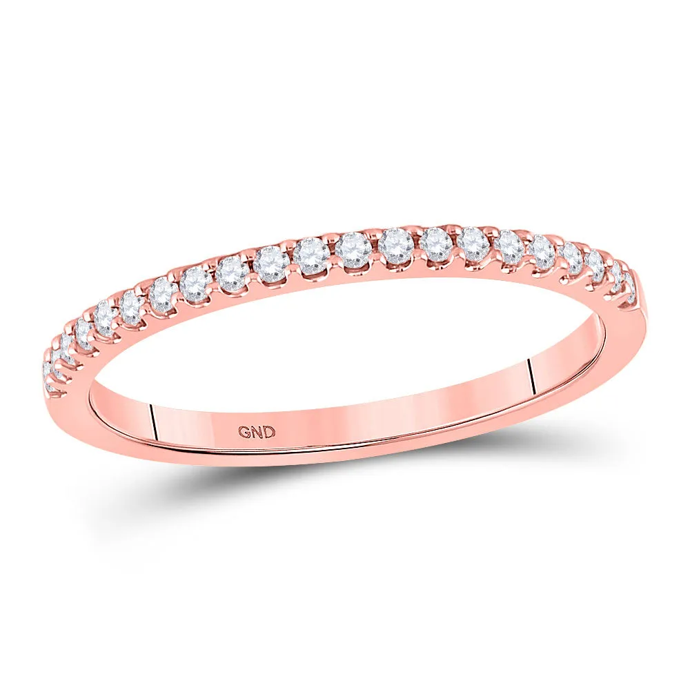 Keene Jewelers 14kt Rose Gold Womens Round Diamond Wedding Single Row Band 1/6 Cttw