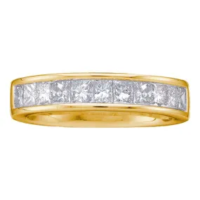 Keene Jewelers 14kt Yellow Gold Womens Princess Diamond Wedding Channel Set Band 1 Cttw Size 8