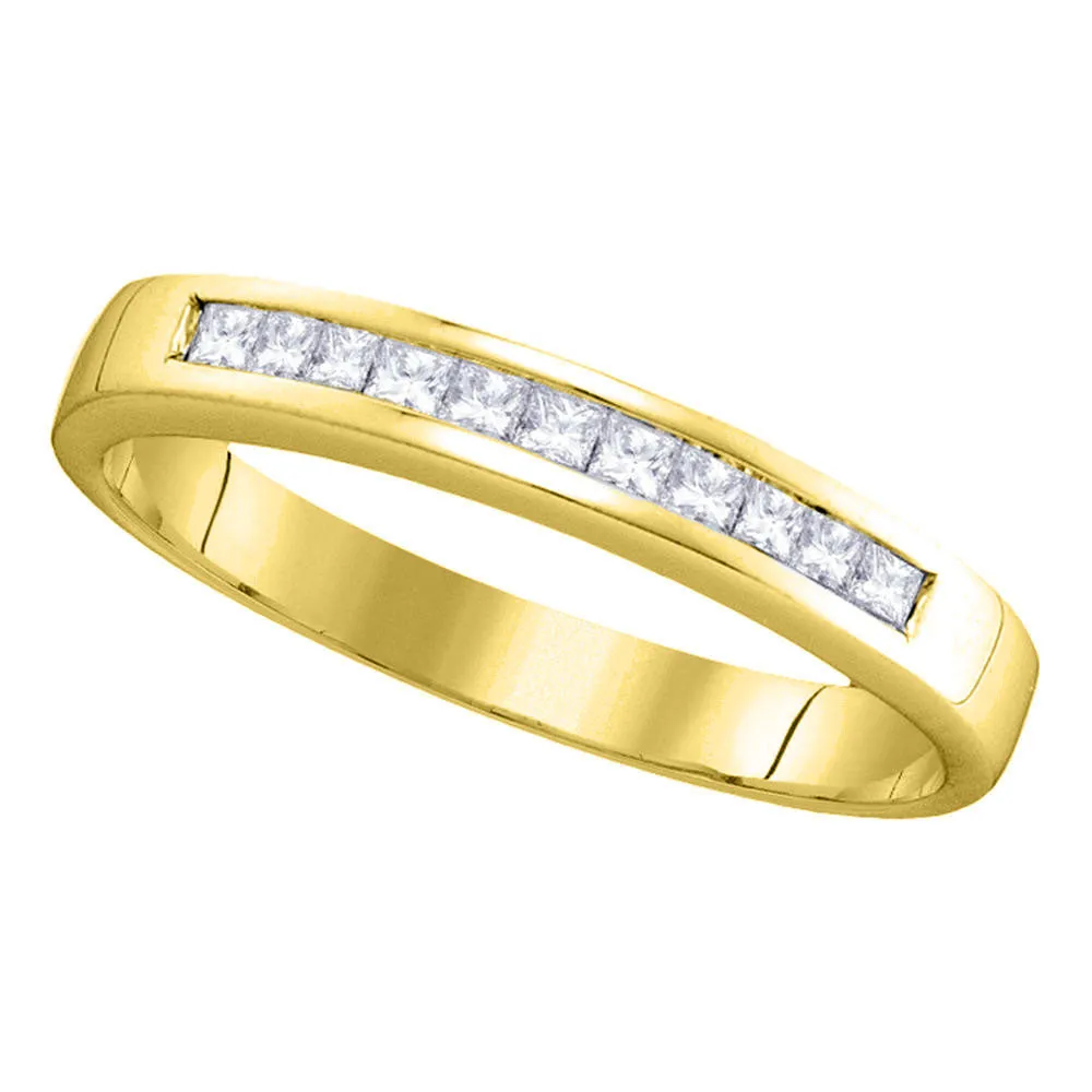 Keene Jewelers 14kt Yellow Gold Womens Princess Diamond Wedding Channel Set Band 1/4 Cttw Size 5