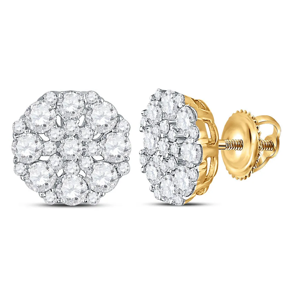 Keene Jewelers 14kt Yellow Gold Womens Round Diamond Octagon Cluster Earrings 1-5/8 Cttw