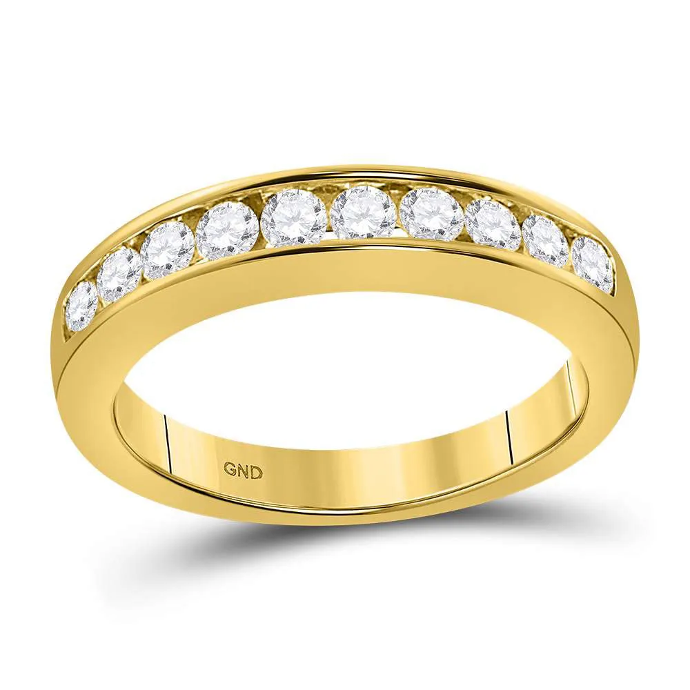 Keene Jewelers 14kt Yellow Gold Womens Round Diamond Wedding Channel Set Band 1/2 Cttw Size 5