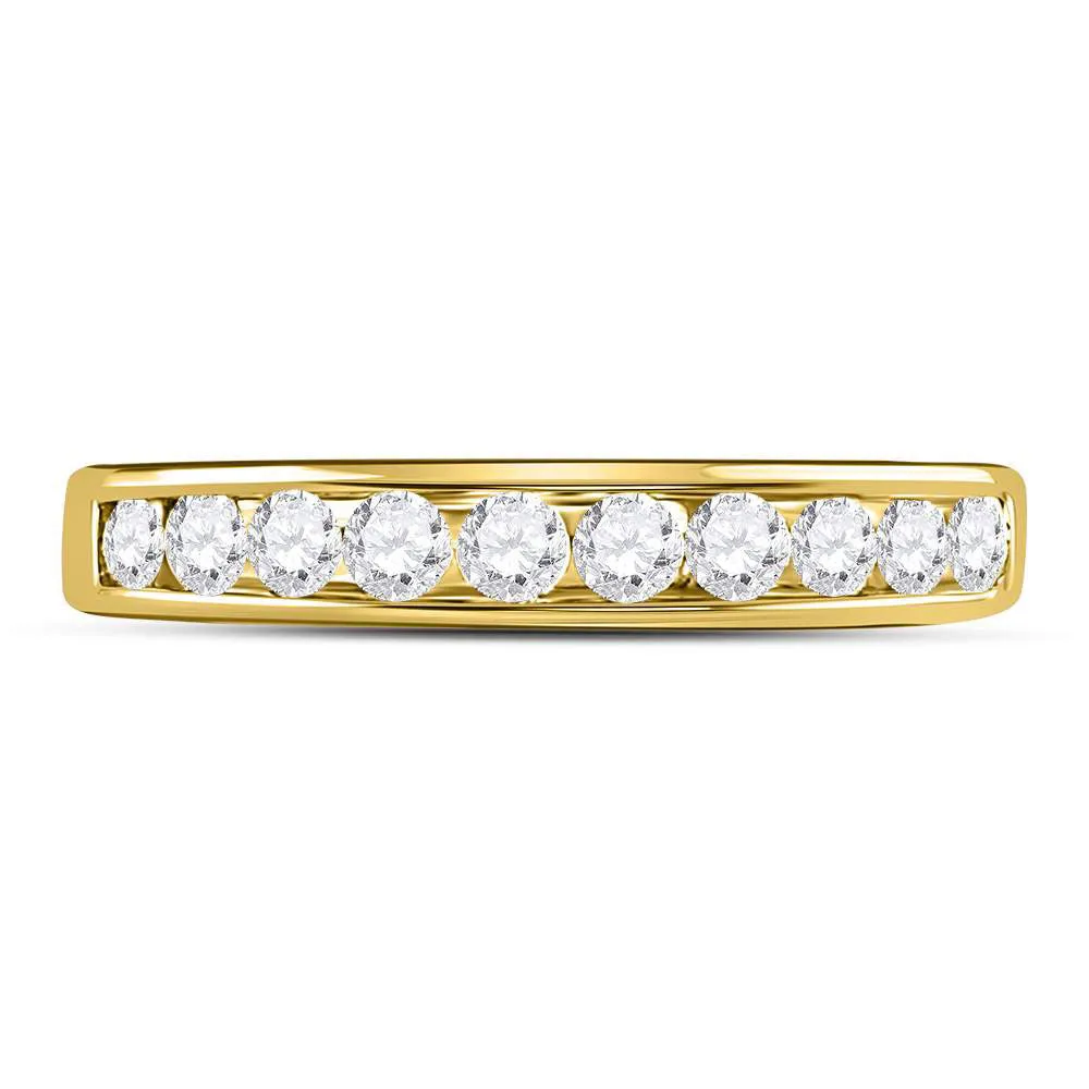 Keene Jewelers 14kt Yellow Gold Womens Round Diamond Wedding Channel Set Band 1/2 Cttw Size 5