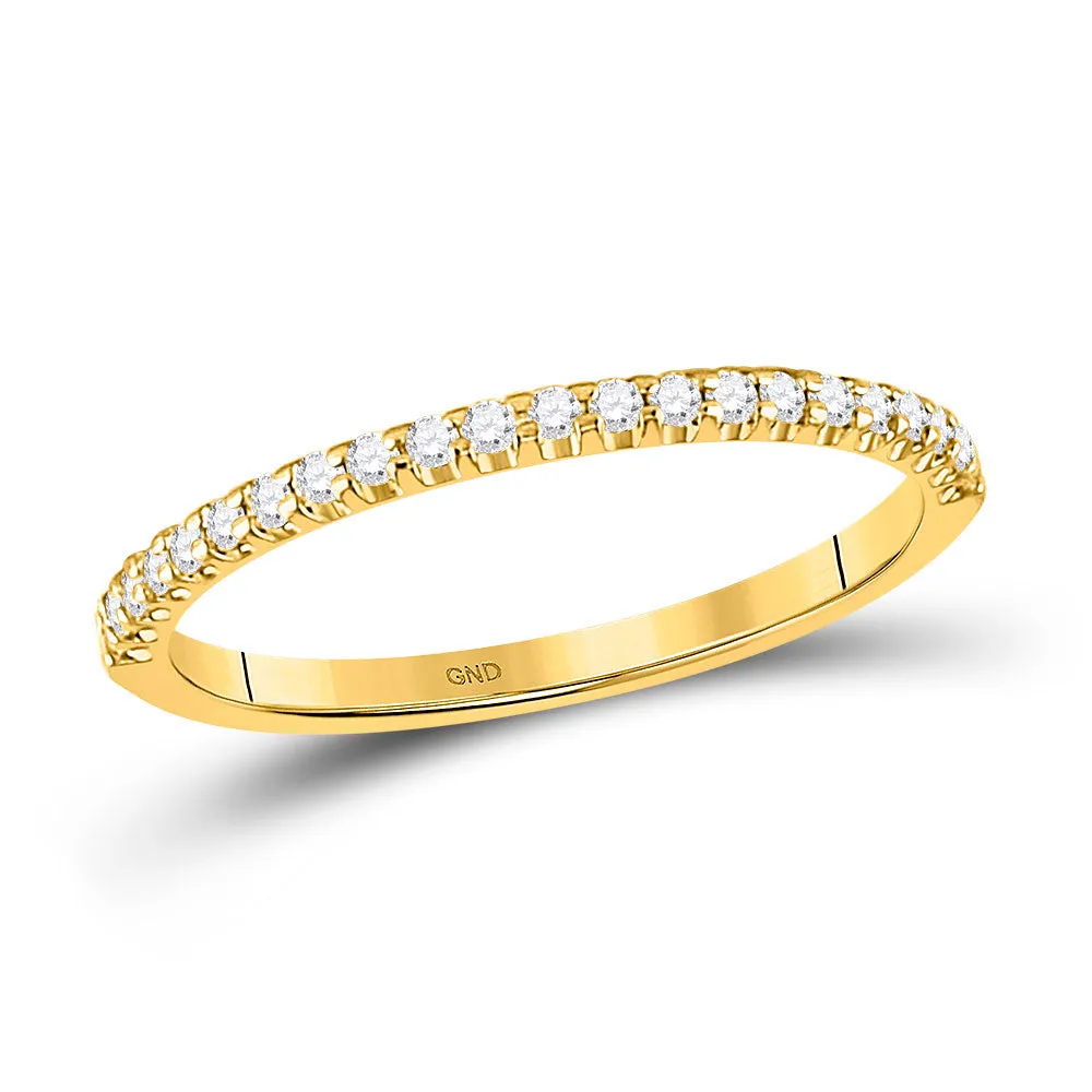 Keene Jewelers 14kt Yellow Gold Womens Round Diamond Wedding Machine-Set Band 1/5 Cttw