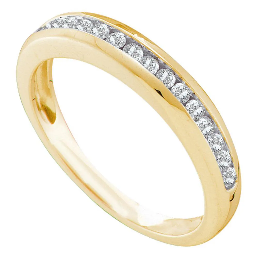 Keene Jewelers 14kt Yellow Gold Womens Round Diamond Wedding Single Row Band 1/4 Cttw